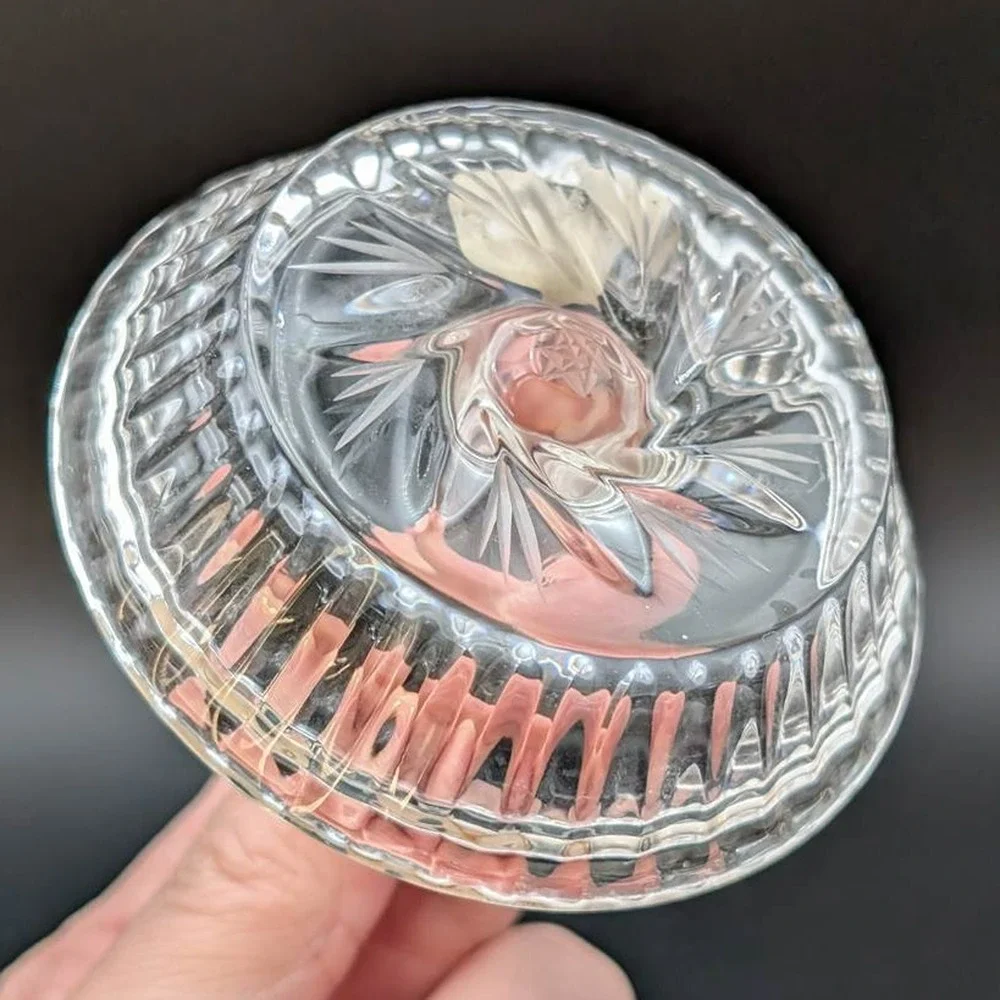 Vtg Forever Crystal Ring Holder Clear Zajecar Glass Original Box Vanity Dresser